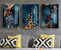 Cadre photo mural décoratif en métal de style moderne, avec support mural en verre, cristal, porcelaine, peinture, triptyque, support en papier imprimé