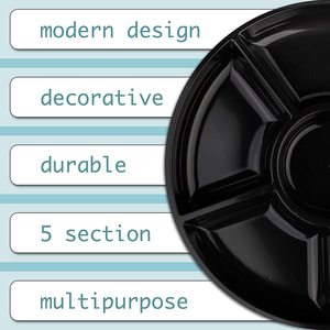ถาดเสิร์ฟอาหารแบบใช้แล้วทิ้งสำหรับจัดเลี้ยงปาร์ตี้ ถาดใสพร้อมฝาโดม 6 ช่องทรงกลม ทำจากพลาสติก - Product Image 4