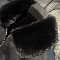 Veste d'hiver pour homme en mélange de laine et cuir de luxe, doublée de vraie fourrure de vison, col rabattable, à capuche, épaisse, chaude, patchwork, style business
