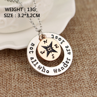 Collier Boussole Créatif Tendance, Pendentif « Non Tous Ceux Qui S'Étonnent Sont Perdus », Colliers pour Femmes et Hommes, Accessoire Bijou Cadeau