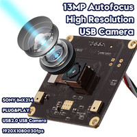 Módulo de Cámara USB Mini ELP de 13 Megapíxeles con Autoenfoque y Micrófono para PC, Transmisión en Vivo y Escaneo de Documentos