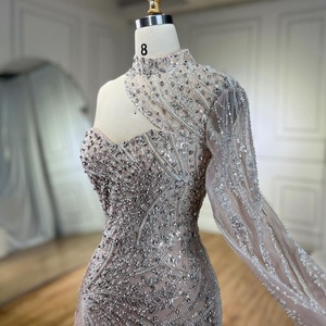 Bianco Nude monospalla sirena abiti da sera con Modulare serena collina LA72196 eleganti abiti da festa per donna - Product Image 4