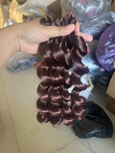 合成浅棕色法国宽松卷曲钩针头发短波西米亚盒辫子头发螺旋卷曲钩针接发 - Product Image 5