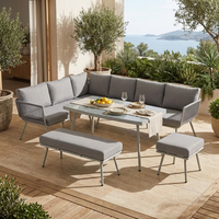 Ensemble de canapés d'extérieur modernes en forme de L, écologiques, durables, en métal, pour appartement, jardin, balcon, cour, parc
