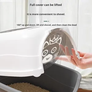 Extra große, vollständig geschlossene Katzen toilette Desodor ie rende und spritzwasser geschützte Plastik toilette mit Sand Kitten Cat Supplies - Product Image 4