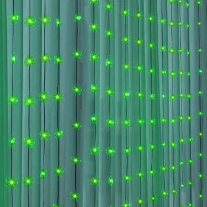 Uzaktan kumanda dekoratif ışıklar St. Patrick günü İrlanda perde ışık 300 LED perde dize Shamrock perde ışık s