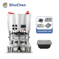 Machine d'emballage automatique commerciale Shuchen pour boîtes à emporter, scelleuse pneumatique pour aliments frais et cuisinés