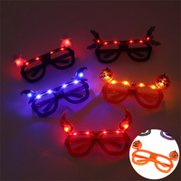 Lunettes LED lumineuses d'Halloween : Citrouille, Araignée, Fantôme, Chauve-souris, Corne de Diable – Lunettes clignotantes pour Fête Costumée, Accessoire Photo