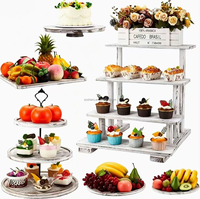 Soporte de Madera para Pasteles, Torre de Postres de Madera, Bandeja para Postres, Soporte para Cupcakes, Soporte de Tres Niveles para Servir Cupcakes Estilo Rústico