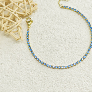 Bracelets ajustables fins étanches en acier inoxydable plaqué or PVD avec pierre de naissance certifiée et zircon 3A+ – Chaînes tennis - Product Image 4