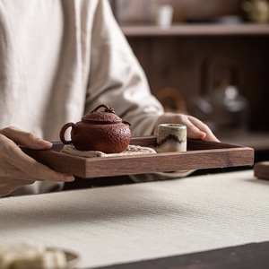Walnut Wood Teacup <b>Tray</b> Solid Wood <b>Tea</b> Serving <b>Tray</b> For Household And Restaurant Use Elegant Design With Food Safe Surface - Product Image 5