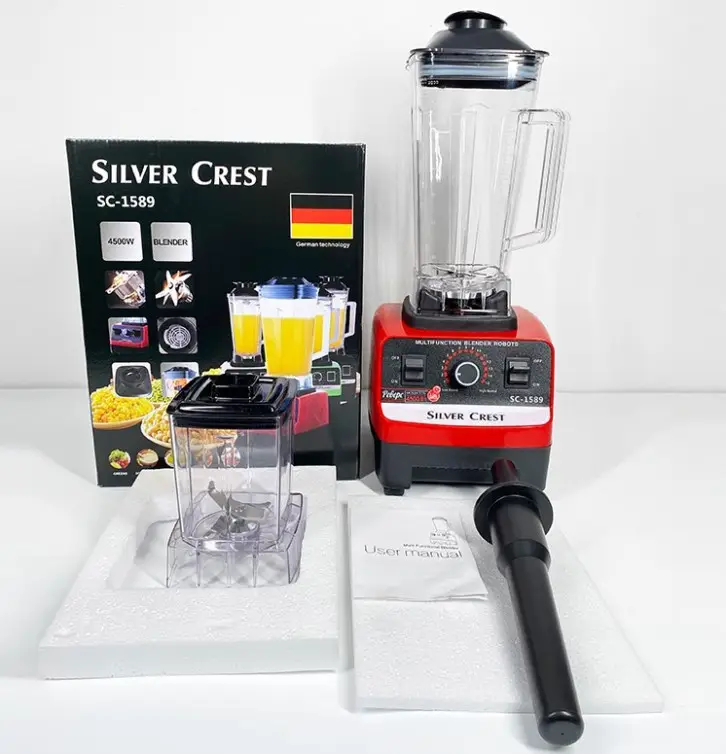 Wall breaking Machine Licuadora 4500w Large Commercial with 2 cups 2 in 1 Silver Crest Blender