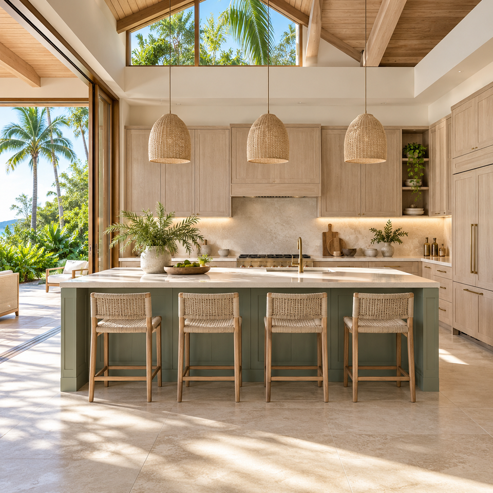 MoShang Custom Villa Kitchen Cabinet Weathered Wood Shaker Green Island ...