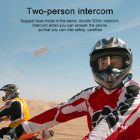 Casque de moto avec interphone 5.3, portée 500M, communication entre 2 motards, écran LCD, partage de musique, mixage audio, IPX6, 800mAh