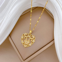 Collier pendentif cœur MAMAN en acier inoxydable plaqué or, résistant à l'eau et inaltérable, best-seller TikTok de Fanhua Jewelry