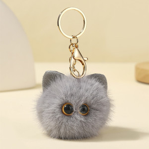 Lindo Llavero de Gato de Peluche, Colgante de Pompón de Piel Sintética de Visón, Adorno para Bolso de Mujer, Estilo de Dibujos Animados, Accesorios Suaves para Llaves, Regalo - Product Image 3