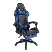 Chaise de bureau ergonomique en cuir avec appui-tête en PVC, support lombaire massant, USB, pivotante à 360°, inclinable et avec repose-pieds extensible