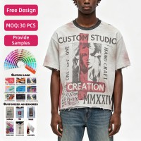 T-shirt pour homme personnalisé, 260 g/m², 100 % coton, lavé, coupe oversize, épaules tombantes, impression DTG personnalisée, fabrication ODM, vente en gros sur mesure