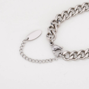 Unisex <b>Titanium</b> Steel Chunky <b>Chain</b> Bracelet With Smiley Face Pendant For Men And Women - Product Image 2