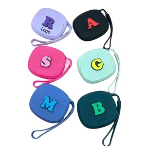 <b>Mini</b> Portable Silicone Coin Storage Bag, Letter Patch Waterproof Earphone Case, Small Handheld Soft Card Key <b>Pouch</b> - Product Image 1