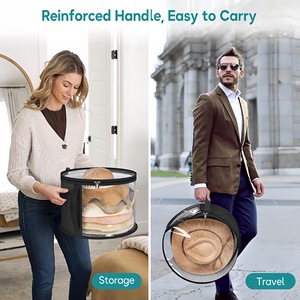 Transparent Round Hat Storage <b>Bag</b> <b>Foldable</b> Washable Clothing Organizer for Hats and Underwear Gray Black Standing Type - Product Image 5
