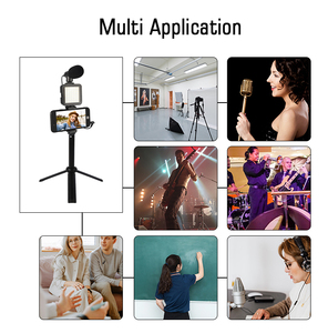 Kit de vlogging vidéo pour <span class=keywords><strong>smartphone</strong></span>, mini lumière vidéo LED, microphone, trépied, support de téléphone, pliable, portable, enregistrement d'interviews, <span class=keywords><strong>YouTube</strong></span> - Product Image 6