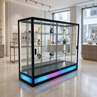 Vitrine murale en verre LED, finition noire mate, revêtement en poudre, pour centre commercial, supermarché