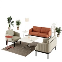 Ensemble de canapés de bureau pour salle de réception VIP, prix d'usine, structure en bois massif, revêtement en cuir et tissu avec pieds en acier pour salon