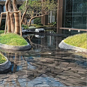 Pavés en pierre naturelle <span class=keywords><strong>concassée</strong></span> de schiste noir irrégulier pour décoration de fond d'eau de <span class=keywords><strong>jardin</strong></span> et piscine, en vente - Product Image 3