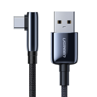Cable USB C UGREEN US317 de ángulo recto, USB A a USB C, con carcasa de aleación de zinc de alta pureza, cable trenzado, diseño humanizado de 90 grados.