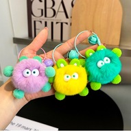 Porte-clés mignon en fourrure moelleuse avec pompon, boule en peluche douce, breloque pour clés de voiture, sac à main, petit pendentif bijou pour femme
