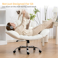 Chaise de bureau ergonomique pivotante blanche en chenille, douce comme un nuage, réglable en hauteur, avec accoudoirs relevables, idéale pour les animaux de compagnie