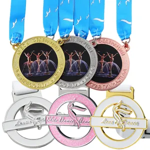 Fabbricazione medaglia sportiva personalizzata premio medaglia di danza classica latina 3d metallo oro argento bronzo pattinaggio medaglie di ginnastica ritmica
