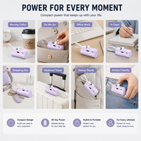 Batería Externa Mini de 5000 mAh con Cables Integrados y Conexión Directa, Cargador Portátil para Teléfono, Diseño Compacto Tipo Cápsula