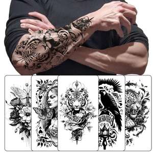 Tatouages temporaires 3D blancs en forme de crâne pour hommes et femmes, écologiques, non toxiques, imperméables, pour les <span class=keywords><strong>bras</strong></span>, les corps, les cou - Autocollants de <span class=keywords><strong>tatouage</strong></span> réalistes - Product Image 1