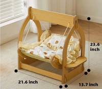 Lit d'intérieur personnalisable pour animaux de compagnie avec hamac en bois à double couche détachable Lit à bascule à motif solide pour le sommeil du chat
