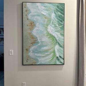 Sérénade de la côte : Peinture à l'huile texturée Impasto, peinte à la main, abstraite, sur toile, art mural contemporain moderne - Product Image 2