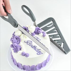 3 في 1 الفولاذ المقاوم للصدأ 2CR13 أسهم معمل + PP + TPR رمادي انفصال بيتزا الخبز مقص في المطبخ - Product Image 1