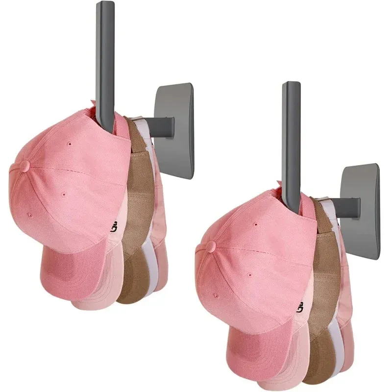 1/2 Uds. Soporte para gorras, estante para gorras de béisbol, ganchos adhesivos para gorras para colgar gorras de pared, almacenamiento, sin perforación, organizador de exhibición de sombreros