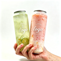 YW 250ml 330ml 500ml Boîte en plastique transparente ronde jetable en PET avec couvercle facile à ouvrir pour cola, lait, thé, café, soda, eau