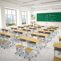 Fournitures scolaires en gros personnalisables - Bureaux et chaises d'élèves en ensemble pour salle de classe avec structure en acier et contreplaqué, impression sérigraphique