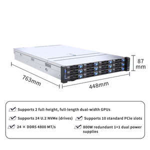Ordinateur serveur en rack 2U double prise haute performance pour serveurs de centre de données d'extension flexible de virtualisation d'hébergement GPU Cloud - Product Image 3