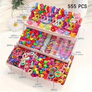 Kit de Pulseras de Goma DIY para Niñas, Manualidades para Fiestas de Cumpleaños, 28 Colores, Cuentas y Dijes, Organizador de 3 Capas, Estilo de Combinación de Colores - Product Image 1