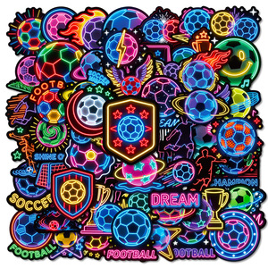 New 56 <b>Sheets</b> Neon Football Stickers Creative Colorful Football Sports Event Waterproof Decorative Stickers - Product Image 1