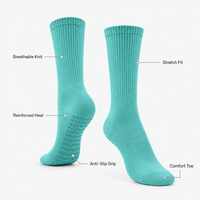 Chaussettes de Pilates et de yoga personnalisées à bout ouvert, antidérapantes, en coton doux, avec revers élastique, pour studio, barre, danse, fitness, avec logo OEM ODM