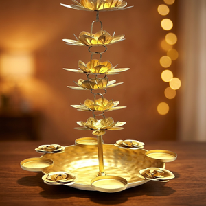 Autiraz Traditional Indian Brass Hanging <b>Lantern</b> Diya <b>Tealight</b> Holder Handmade Eco-Friendly Heat Resistant Religious Candle Jars - Product Image 3