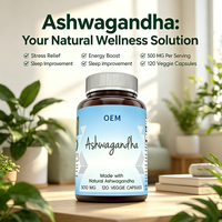 Capsules d'Ashwagandha OEM avec Rhodiola Rosea, Complexe Adaptogène Double pour l'Endurance, l'Énergie, la Force et les Performances Cognitives
