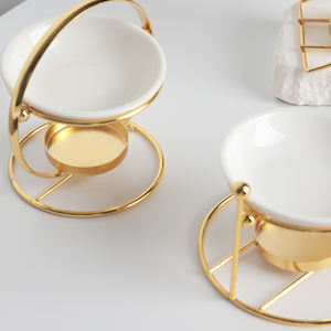 Lüks altın Metal koku aromaterapi uçucu yağ isıtıcı difüzör Tealight mumluk yağ yakıcı Yoga Spa ev dekor için - Product Image 3