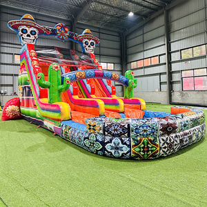 Nouveau design Château <span class=keywords><strong>gonflable</strong></span> avec toboggan aquatique, motif carreaux brillants et cactus, toboggan aquatique <span class=keywords><strong>gonflable</strong></span> à double voie à vendre - Product Image 3