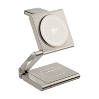 Support de charge sans fil magnétique 3-en-1 en alliage d'aluminium de haute qualité avec lumières LED, nouveau design pliable, chargeur et microphone